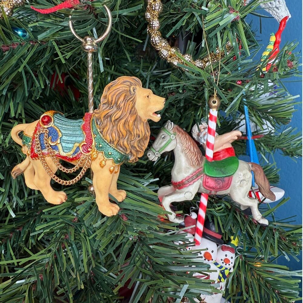 Carousel Lion 2002 and Carousel Horse Ornaments